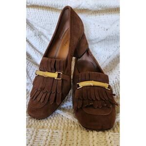 J McLaughlin Shoes Suede PENNY Loafer Pumps Size 6.5 Block Heel